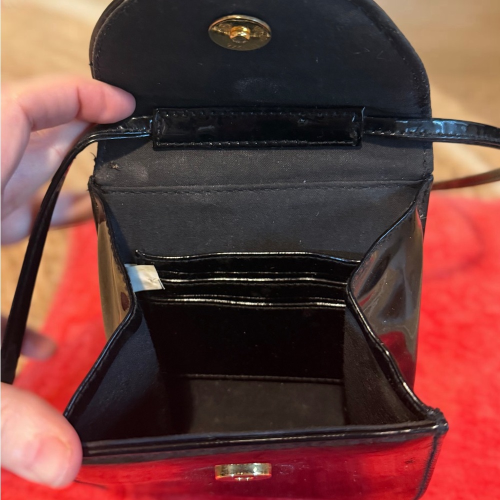 Sleek Black Patent Leather Mini Bag - Picture 3 of 4
